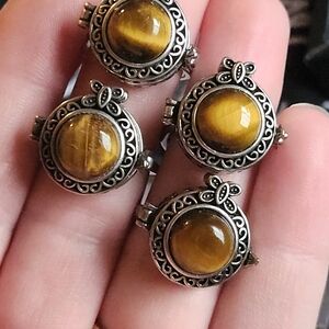 Elegant Silver and Brown Stone Rings